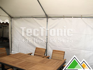  Tente de réception 3x4 PVC Pro (blanc) avec 2 panneaux aveugles